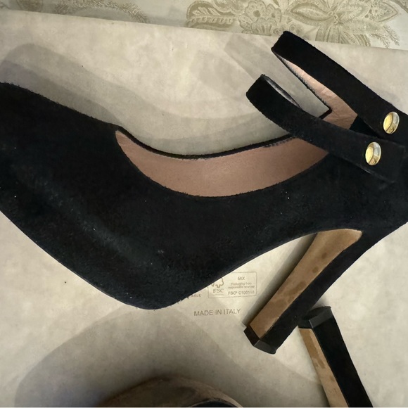 Kate Spade Nara Double Strap Mary Jane Black Suede Heels Size 6 - Picture 8 of 12